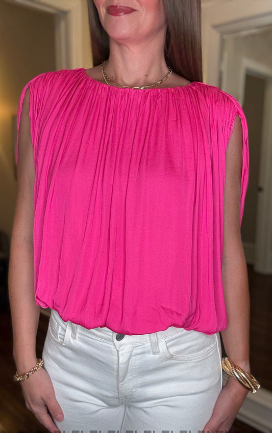 GRECIAN DRAPE BUBBLE BLOUSE (multiple colors) 6.18