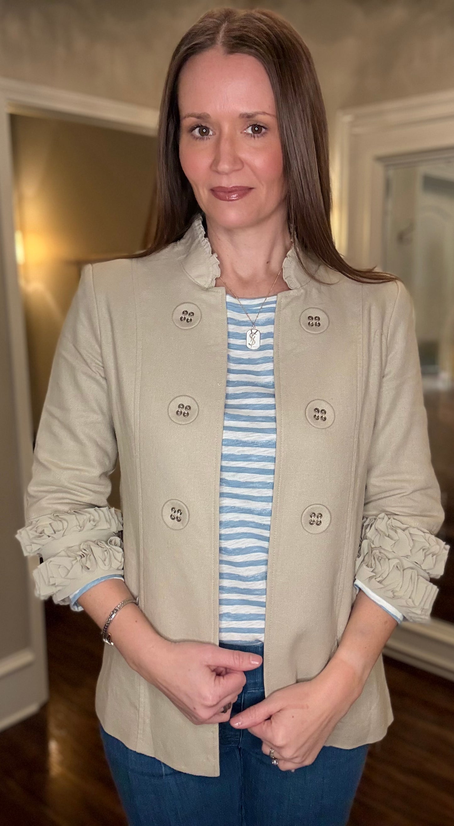 MULTIPLES 3/4 SLEEVE STAND COLLAR JACKET (multiple colors) 12.17