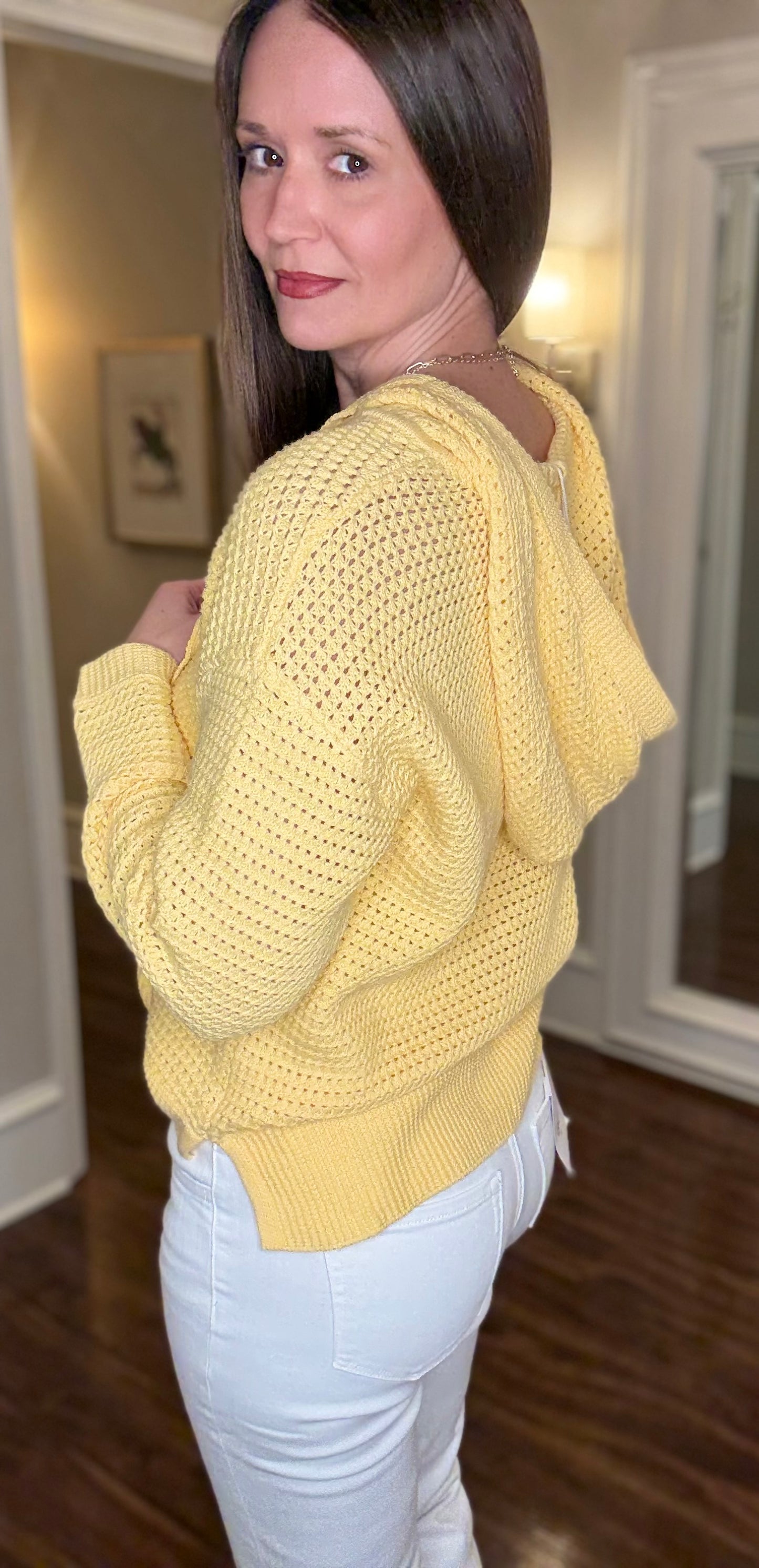 HEM AND THREAD V-NECK HOODED SWEATER (multiple colors) 2.3