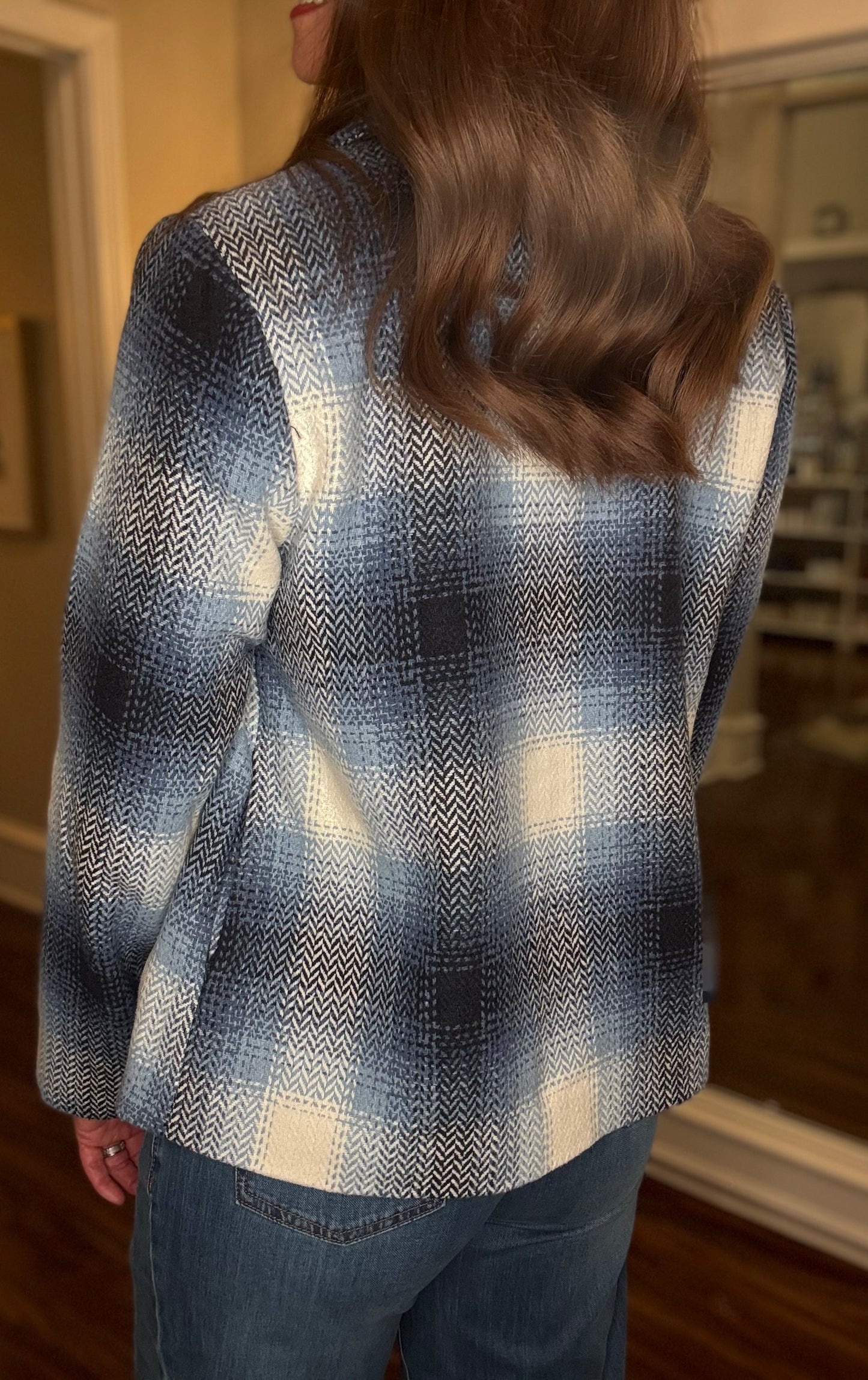 MOLLY BRACKEN BLUE PLAID JACKET 8.15