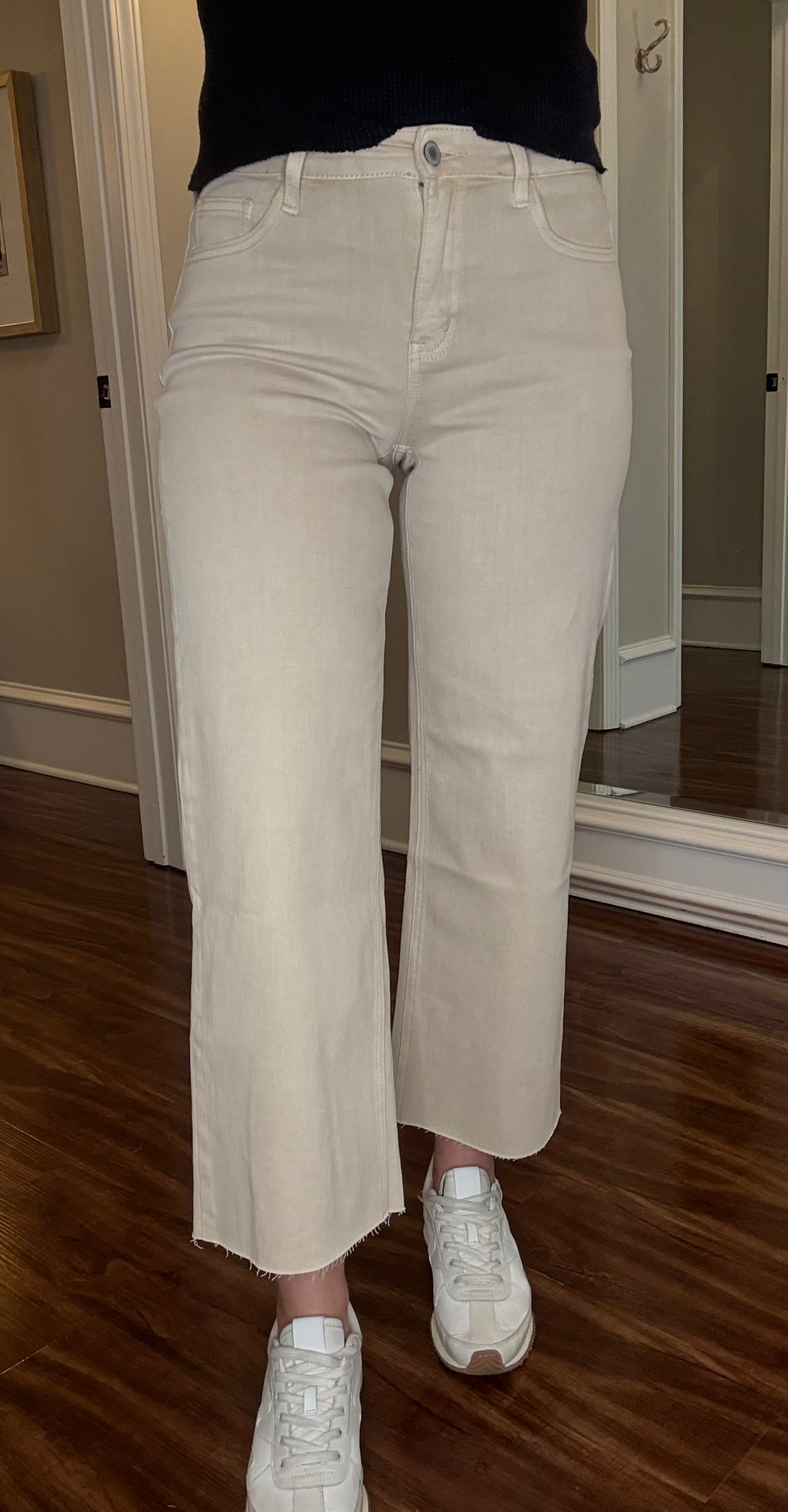 TAN HIGH RISE WIDE LEG CROP 1.8