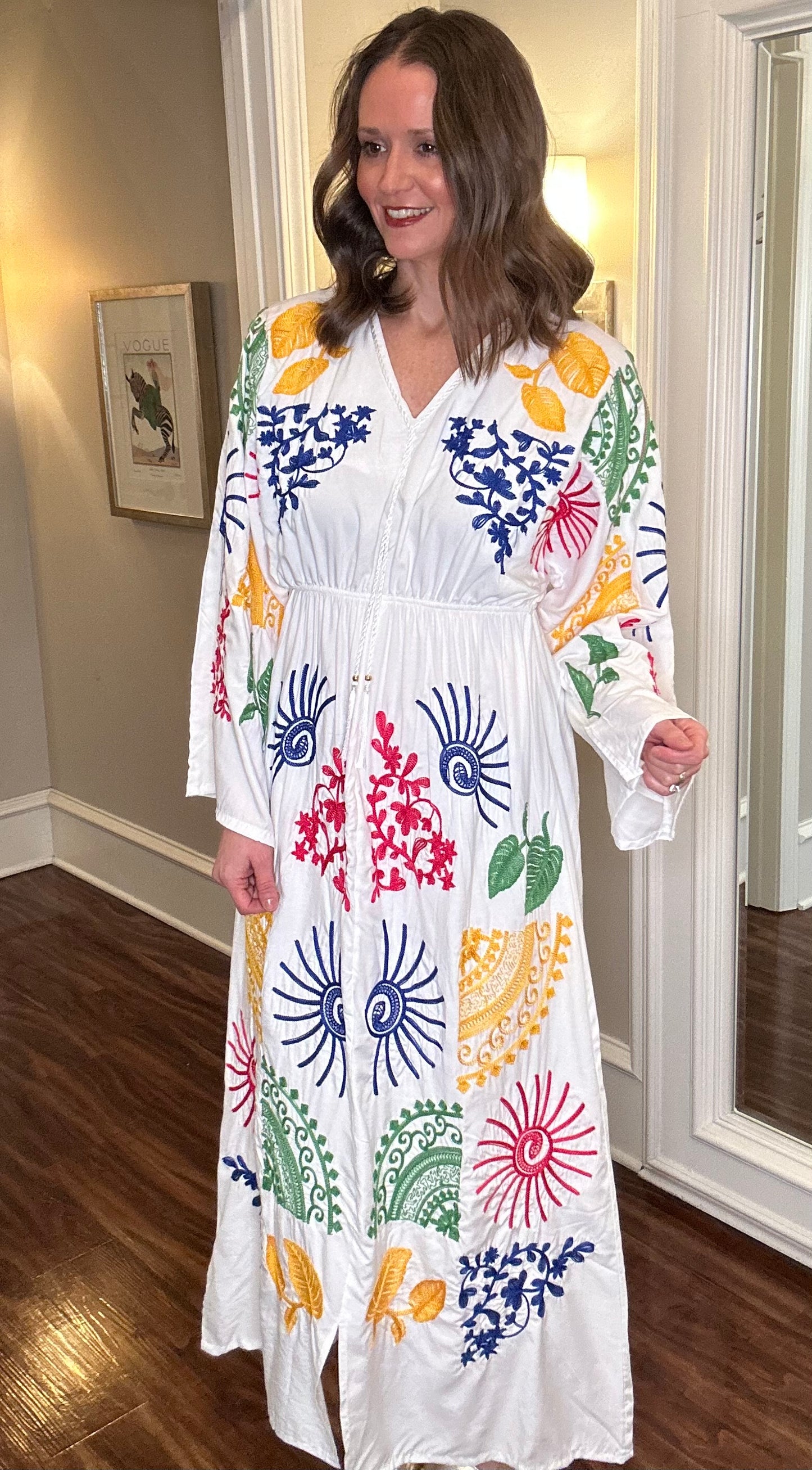 WHITE EMBROIDERED OCEAN CAFTAN 1.07