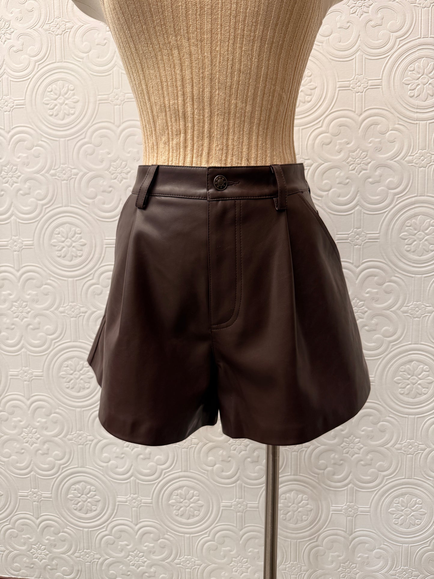 MUSTARD SEED FLARED LEATHER SHORTS 8.28