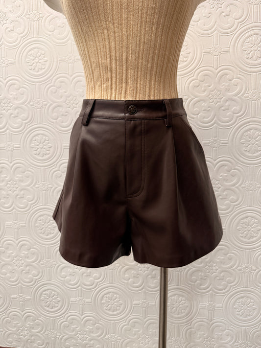 MUSTARD SEED FLARED LEATHER SHORTS 8.28