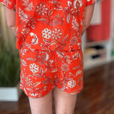 ORANGE FLORAL PULL ON SHORTS 5.26