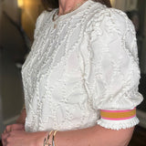 VOY CREAM BLOUSE WITH CONTRAST TRIM 4.9