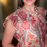 VOY RED FLORAL BLOUSE 8.31