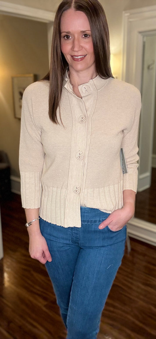 MULTIPLES 3/4 SLEEVE DROP SHOULDER CARDIGAN (multiple colors) 12.17