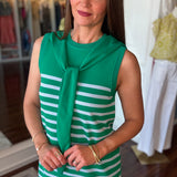 ENTRO GREEN STRIPED KNIT DRESS 4.29