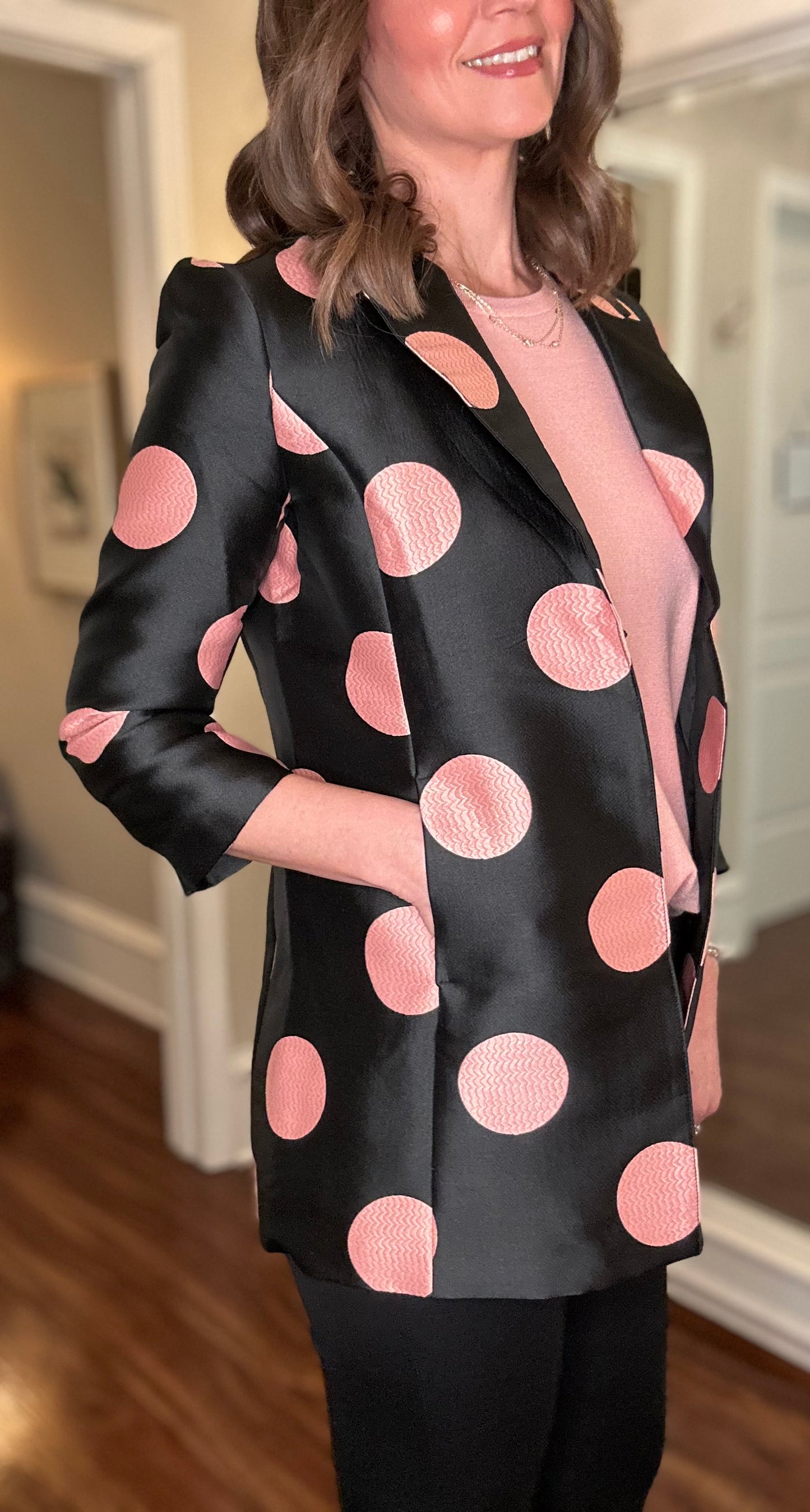 MULTIPLES BLACK JACKET WITH BLUSH CIRCLES 1.22