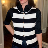 STRIPED BUTTON UP KNIT TOP 1.16