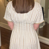 PLEATED WAIST STRIPED SHIRT DRESS 4.10
