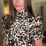 THML LEOPARD ROUCHED SLEEVE TOP 8.11