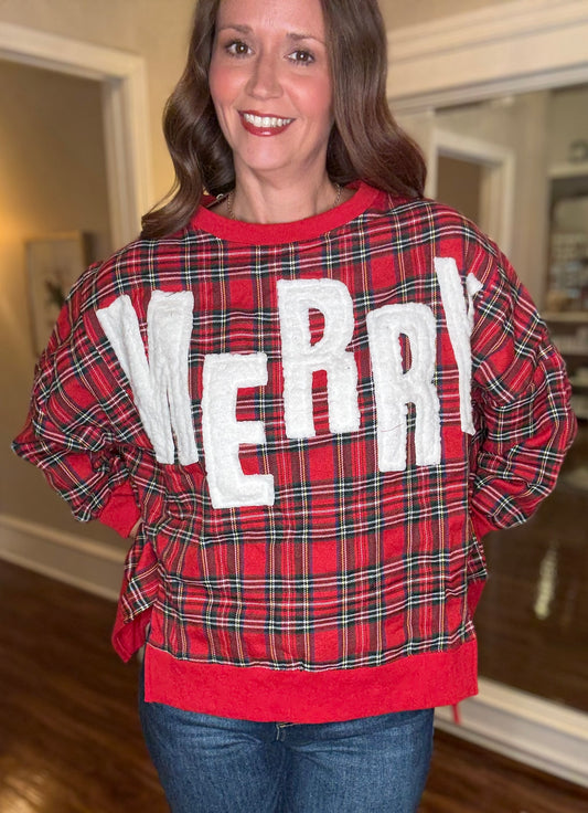 TARTAN PLAID "MERRY" OVERSIZED SWEATSHIRT 9.15