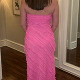 HOT PINK STRAPLESS RUFFLED MAXI DRESS 5.4