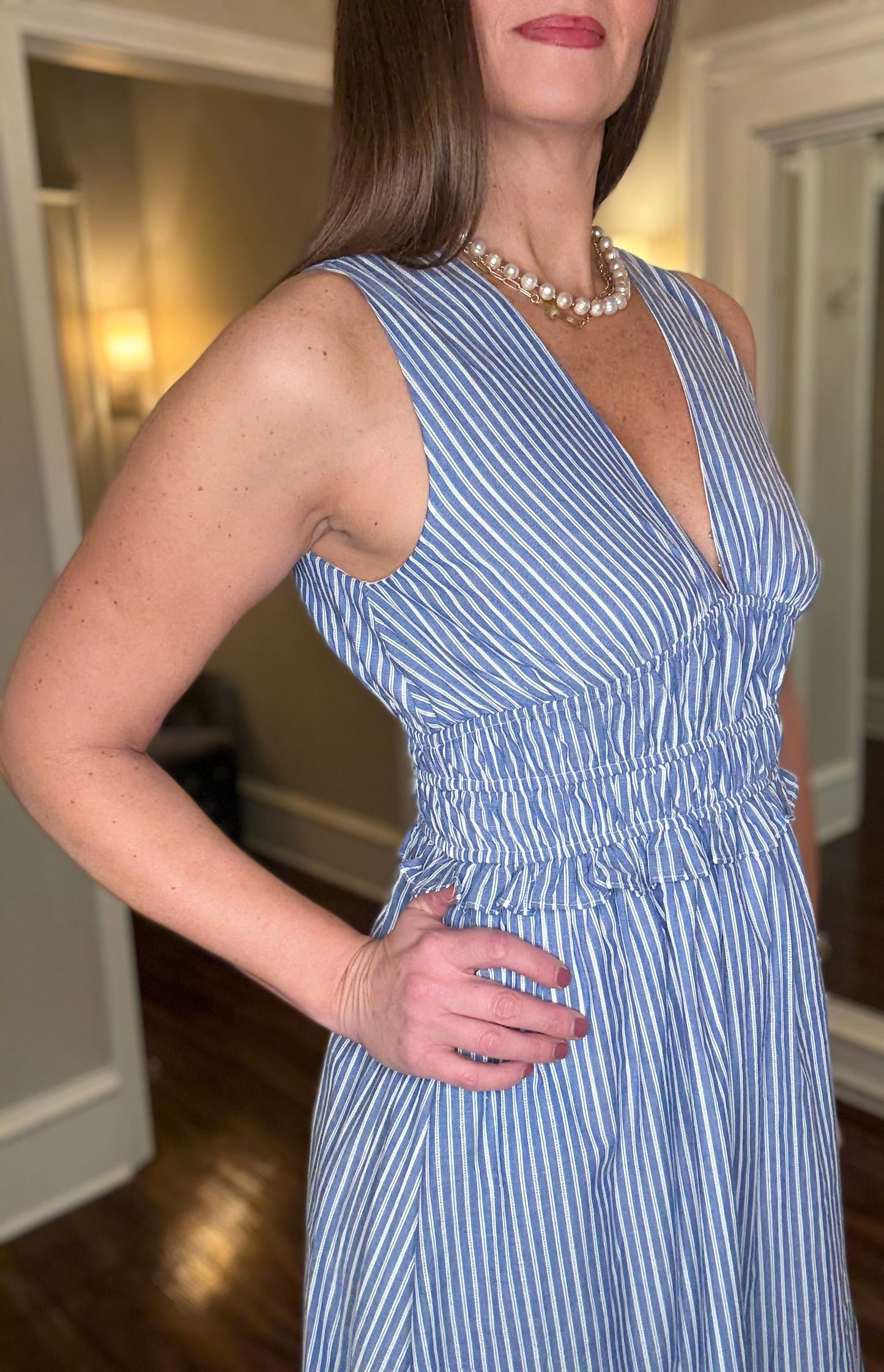 DENIM AND WHITE STRIPED DRESS 1.9