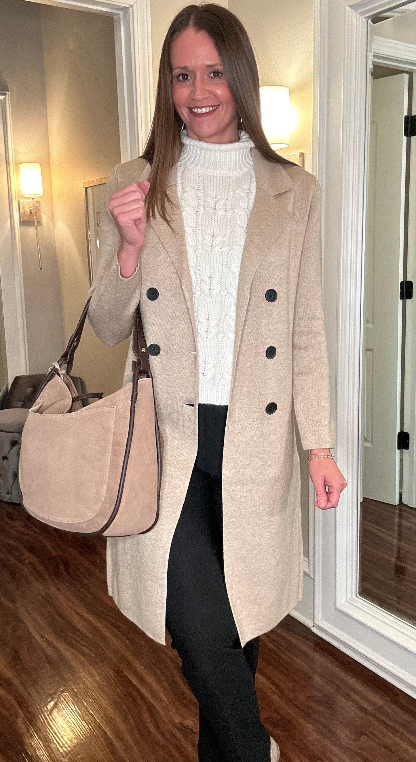 MOLLY BRACK BEIGE KNITTED COAT FINAL SALE