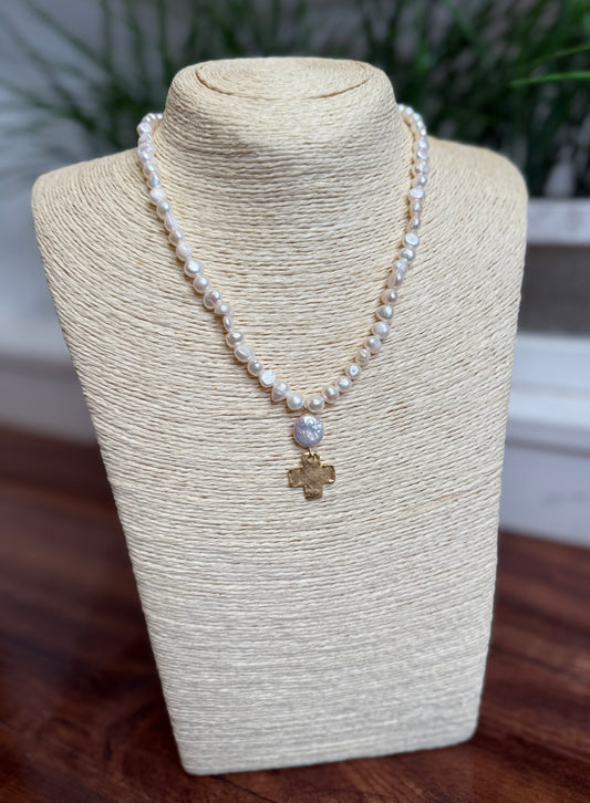 SUSAN SHAW ALYS CROSS NECKLACE