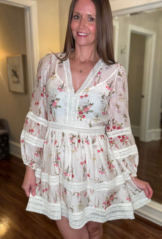 LUCY PARIS IVORY FLORAL DRESS 6.19