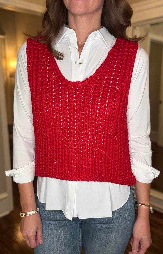 Q2 KNITTED V NECK SWEATER VEST (multiple  9.30