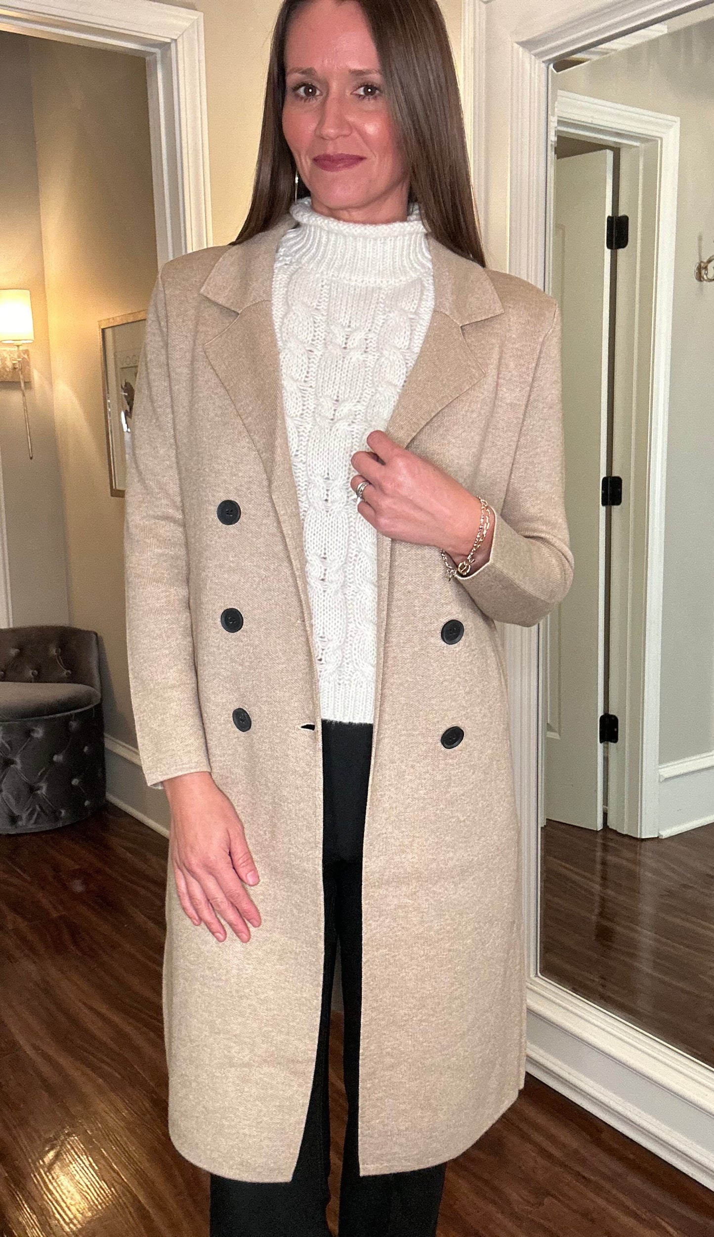 MOLLY BRACK BEIGE KNITTED COAT FINAL SALE