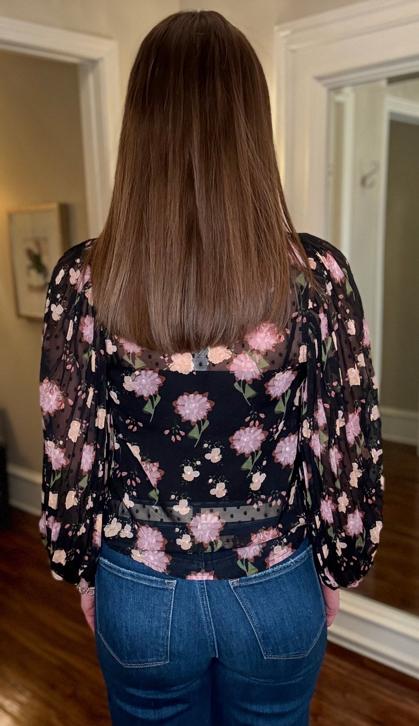 BLACK SHEER FLORAL BLOUSE 1.9