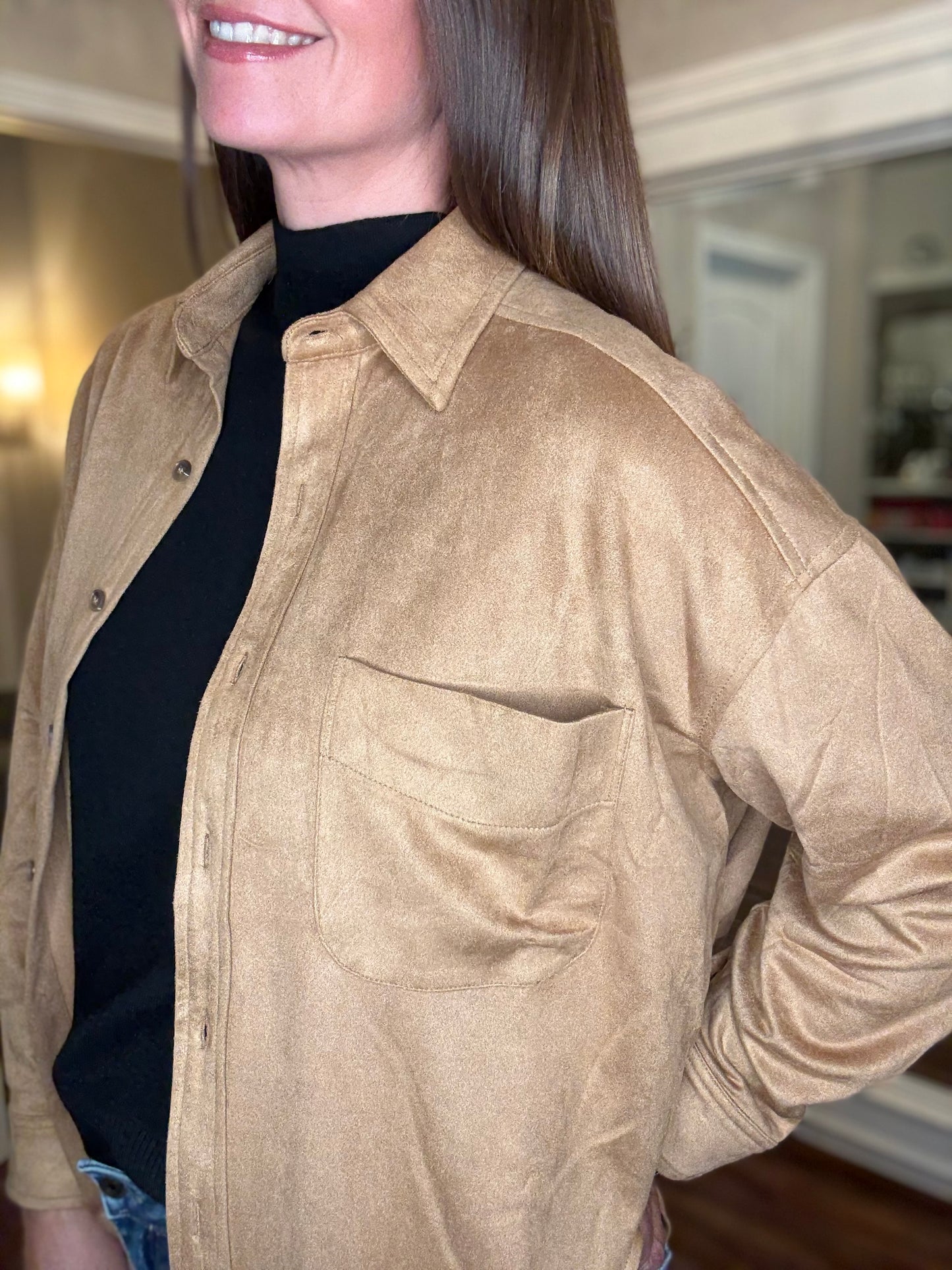 MUSTARD SEED GINGER OVERSIZED SUEDE TOP 9.25