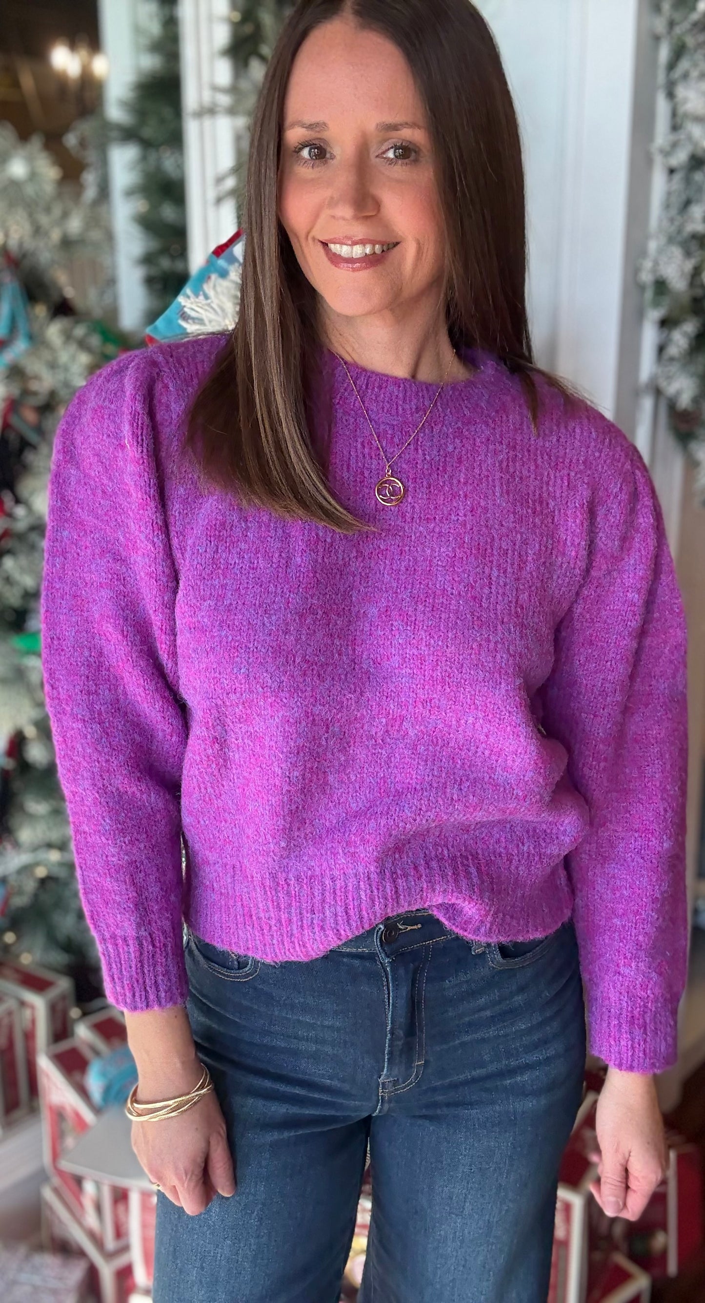 PURPLE BUTTON DETAIL SWEATER 11.24