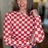 CHECKERBOARD SHEER TOP 10.7