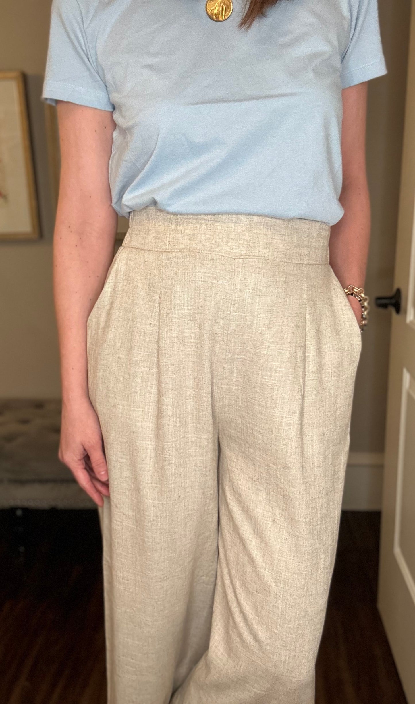 APRICOT PLEAT DETAIL LINEN PANT 3.28