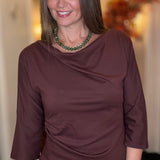 FDJ 3/4 SLEEVE COWL BOATNECK TOP 9.21