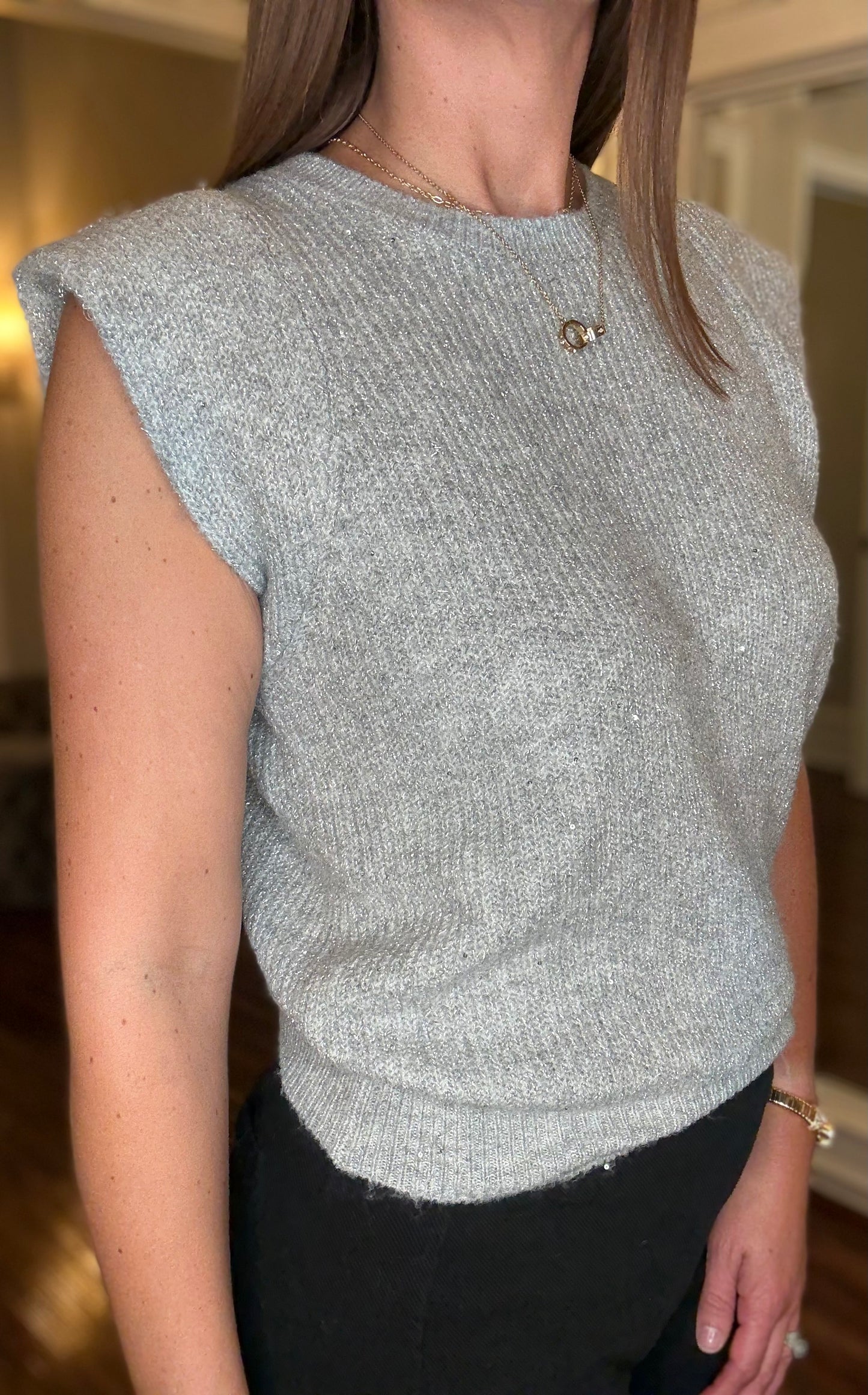MOLLY BRACKEN METALLIC SWEATER VEST 9.23