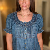 IVY JANE DENIM RUFFLED TOP 8.17