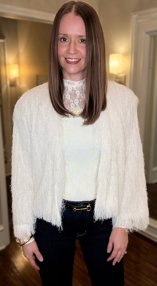 OPEN FRONT FEATHER SHRUG 12.10