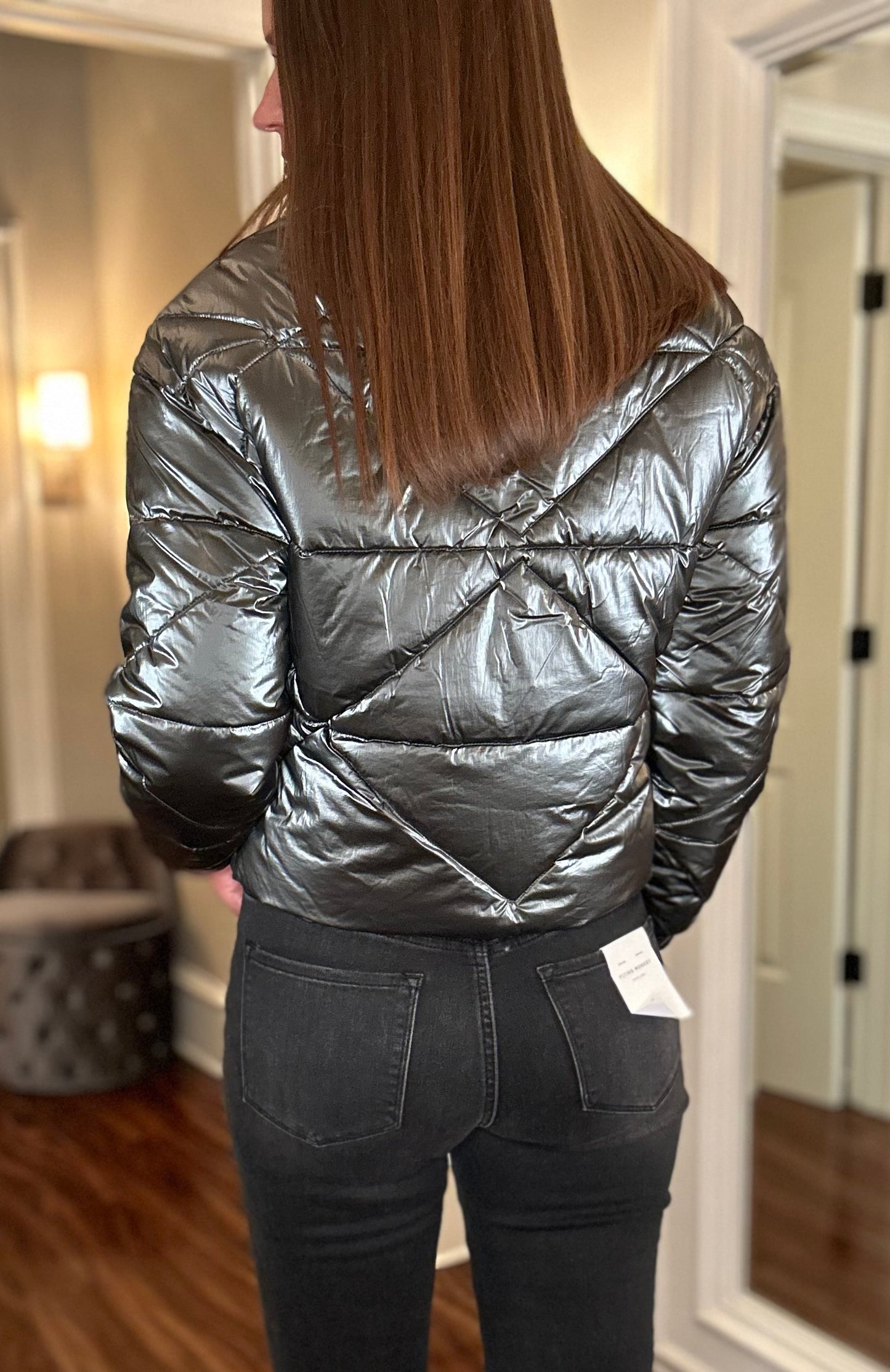 MOLLY BRACEKN GUN METAL PUFFER COAT FINAL SALE