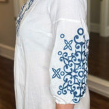 EMBROIDERED 3/4 SLEEVE DRESS 12.23