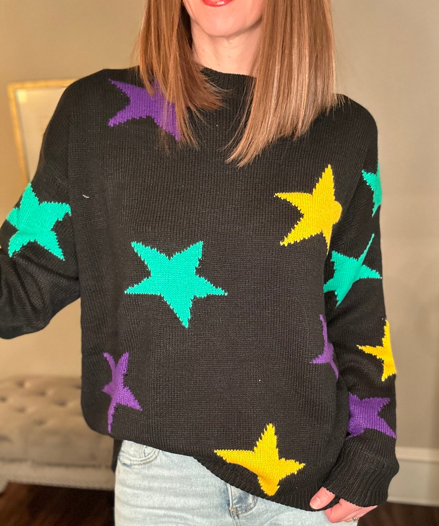 Vine and Love star print sweater