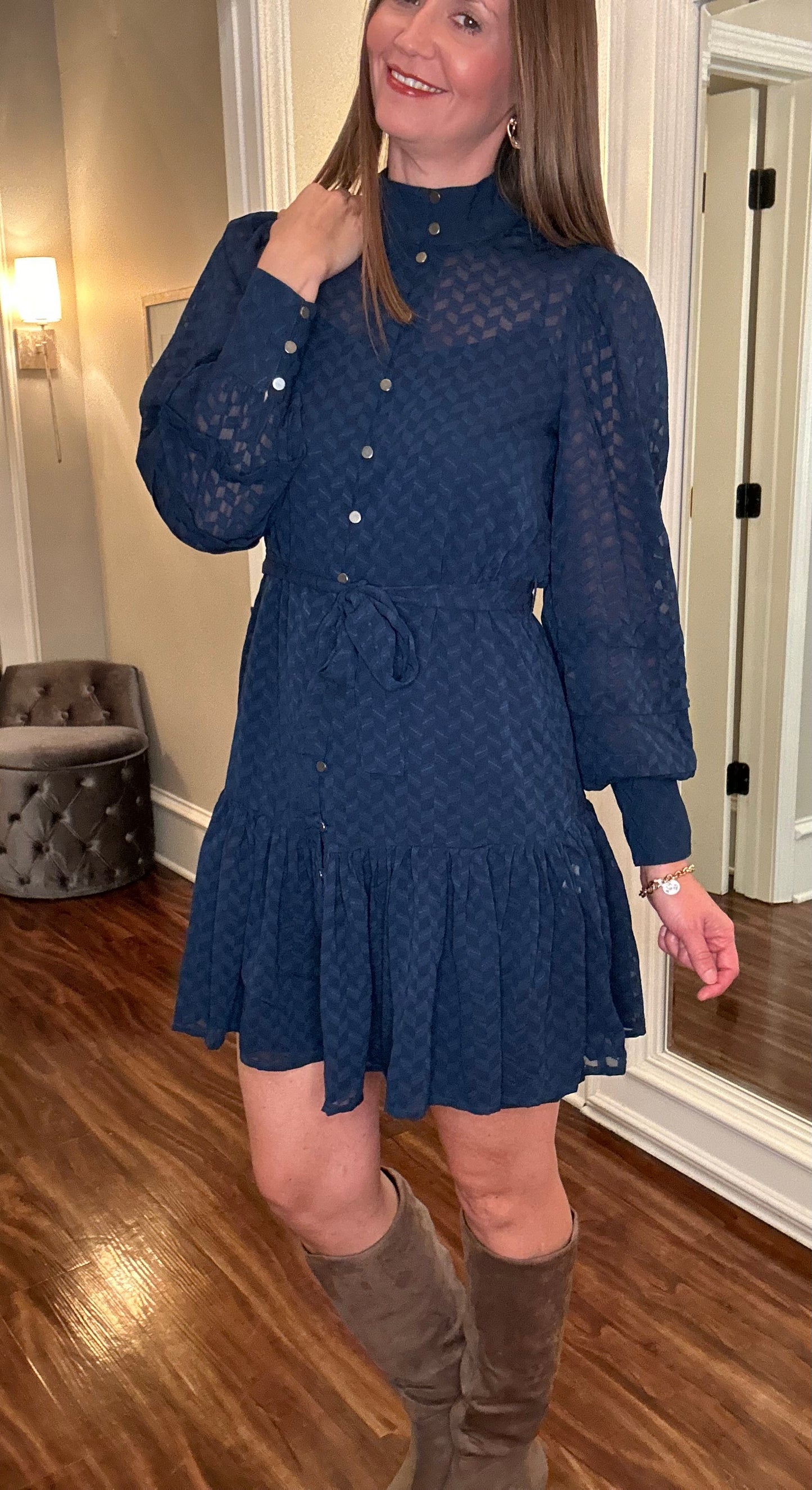 MOLLY BRACKEN NAVY DRESS 10.22