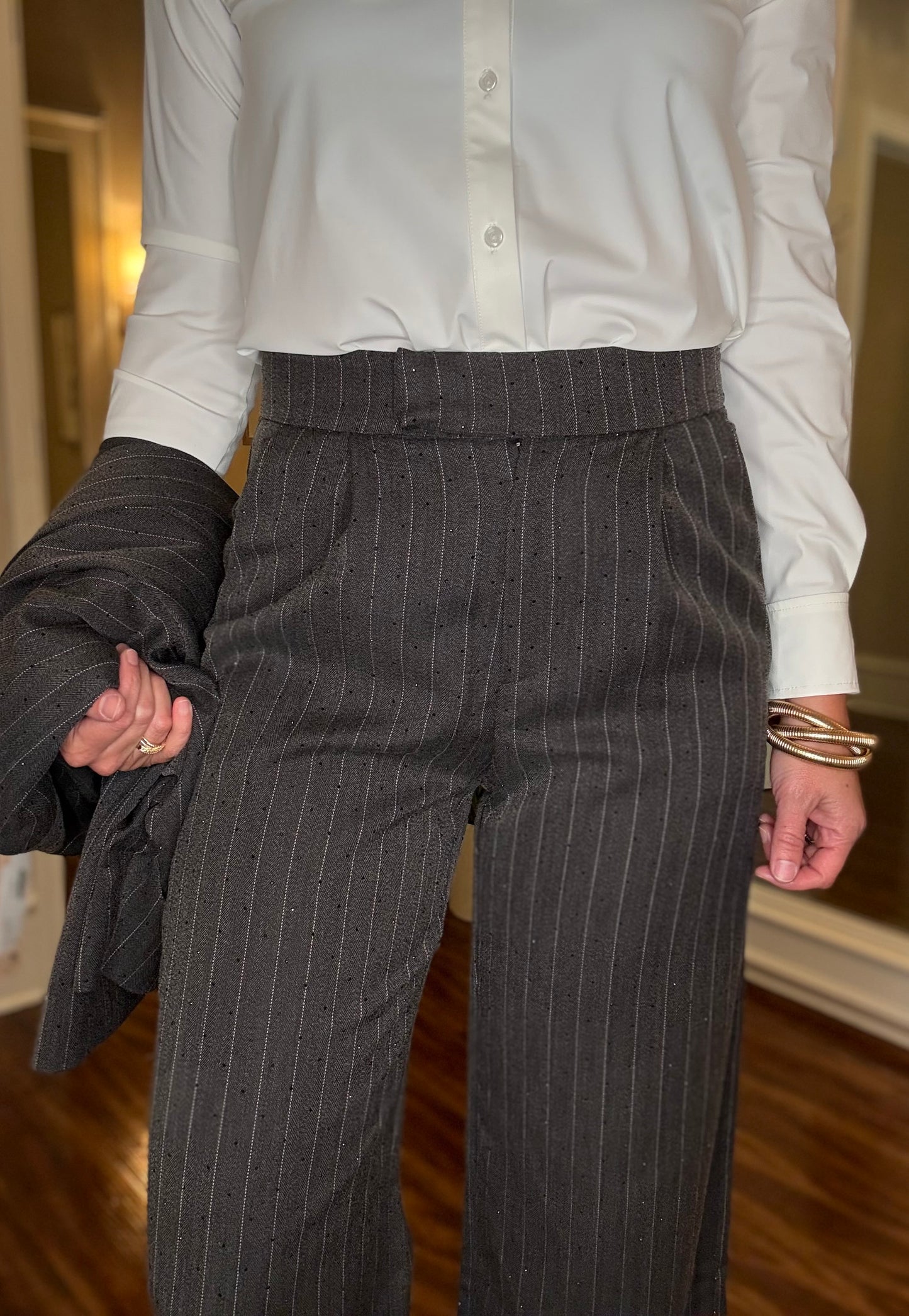ESQUALO DARK GREY MELANGE TROUSERS 7.28