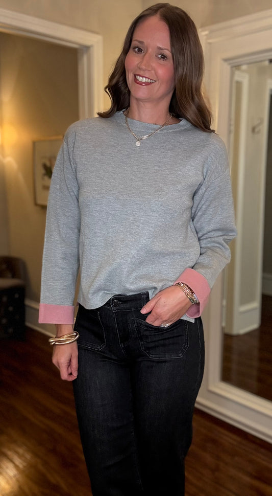 YEST BRENNA CONTRAST TRIM SWEATER 7.30