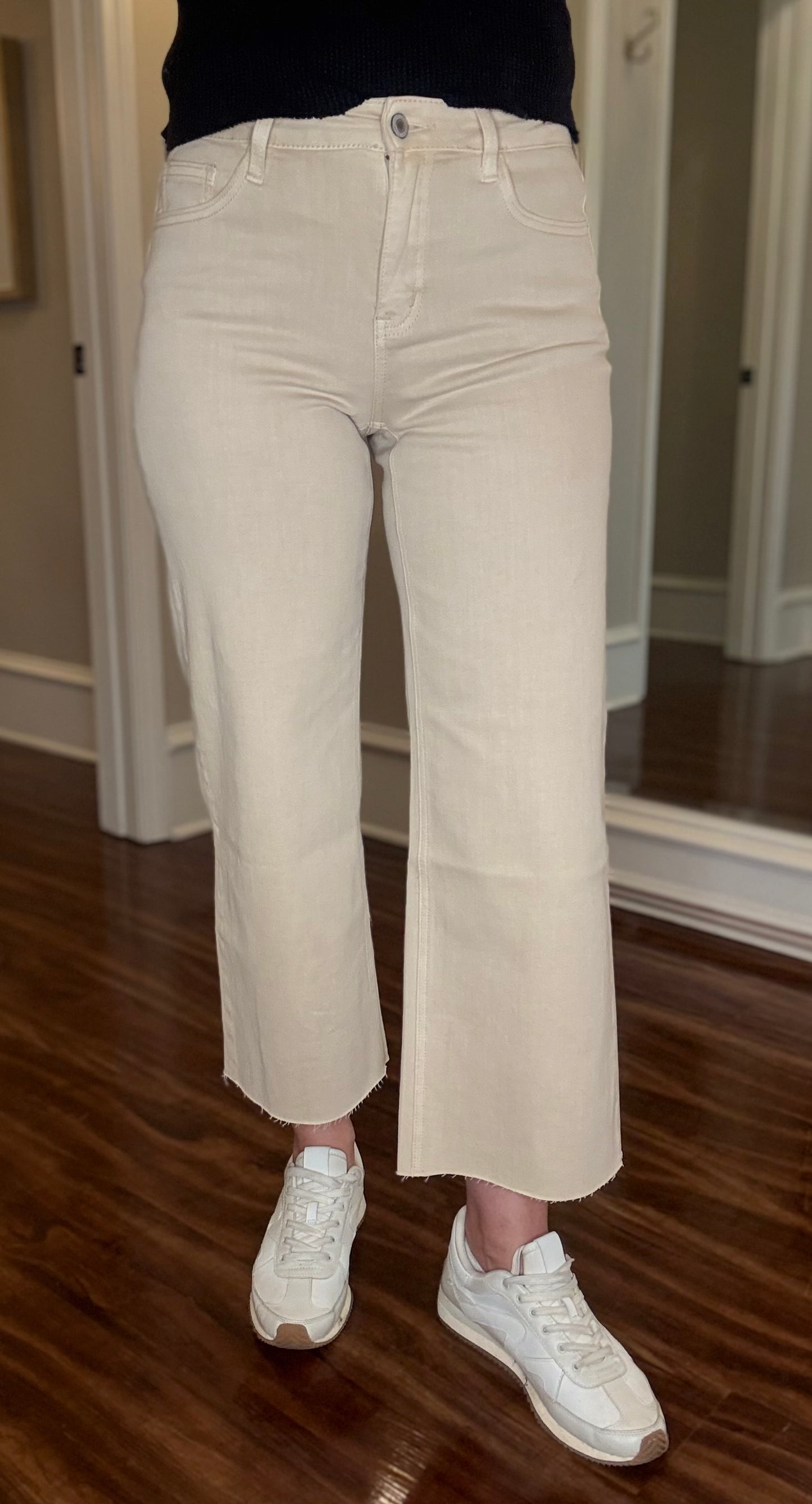 TAN HIGH RISE WIDE LEG CROP 1.8