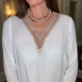 CROCHET TRIM V-NECK BLOUSE 12.23
