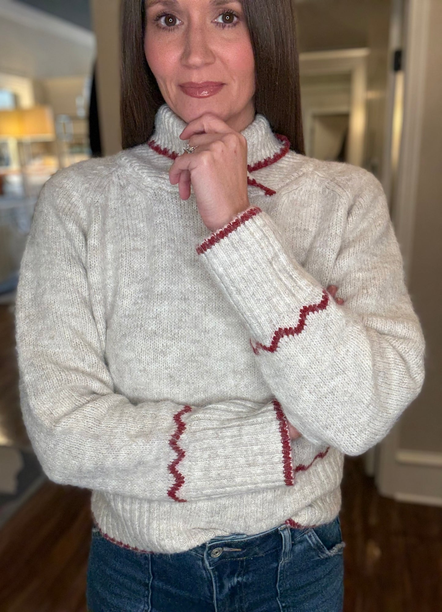 PINCH HEM DETAIL KNIT SWEATER 11.6