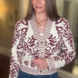 THML FLORAL V NECK CARDI 8.19