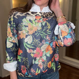 BRAND BAZAR NAVY FLORAL/LEOPARD SWEATER 2.5