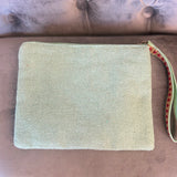 MAHJONG HAND BEADED TOP ZIP CLUTCH 8.7