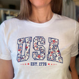 PATRIOTIC FLORAL USA TEE 3.3