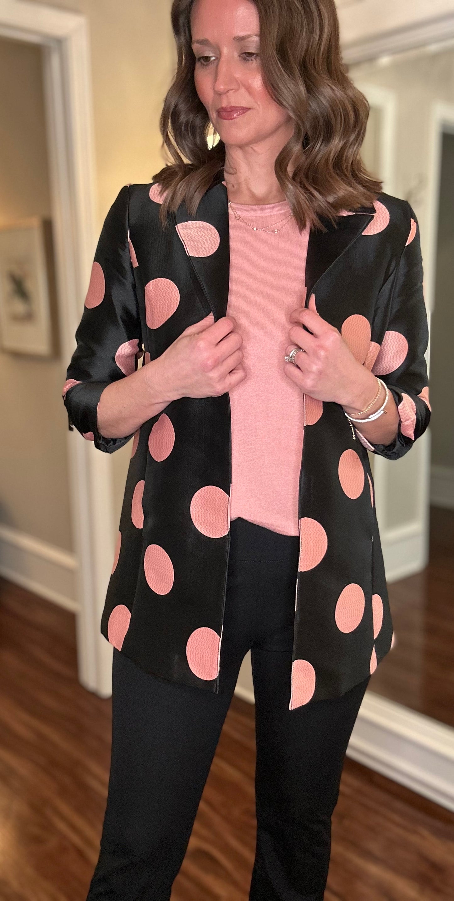 MULTIPLES BLACK JACKET WITH BLUSH CIRCLES 1.22