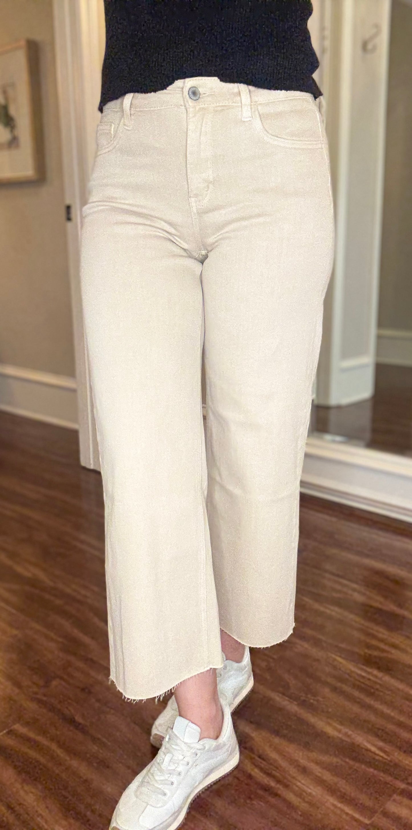 TAN HIGH RISE WIDE LEG CROP 1.8