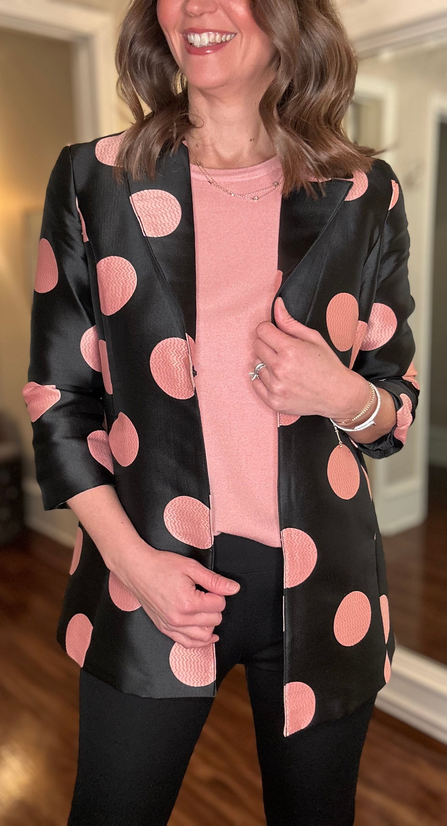 MULTIPLES BLACK JACKET WITH BLUSH CIRCLES 1.22